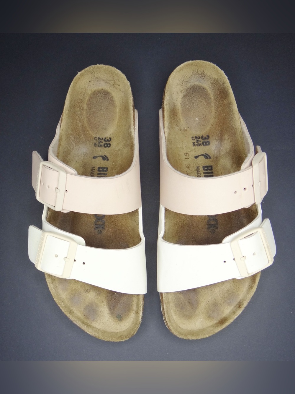 Women's Birkenstocks Arizona Split Birko-Flor Sandals Eggshell/New Beige 38/US 7